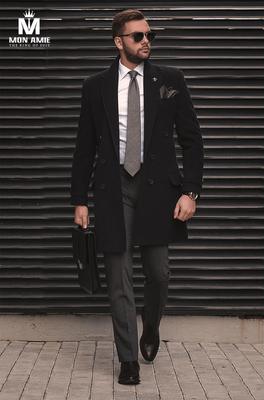 Áo Măng tô Nam Cao Cấp Màu Đen  M17