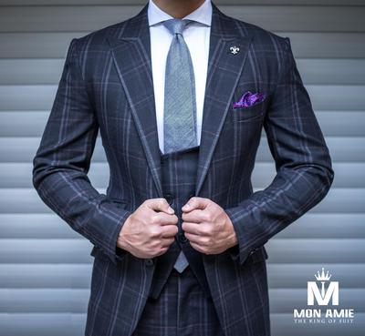 Áo Khoác Blazer Nam Xanh Caro  - Cổ Ve Ngược  - 2 Nút  - S11