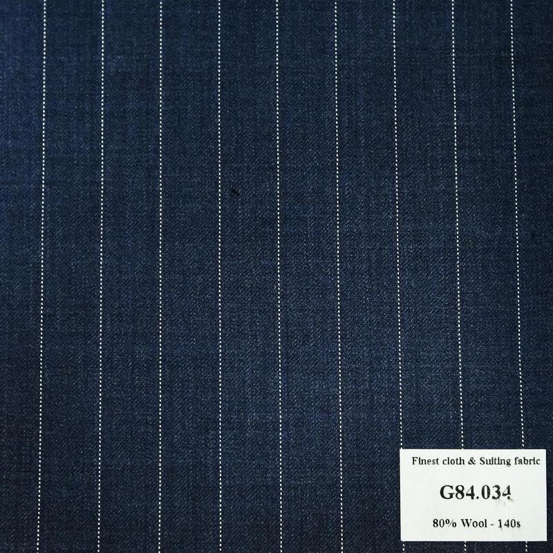 G84.034 Kevinlli V7 - Vải Suit 80% Wool - Xanh dương Sọc
