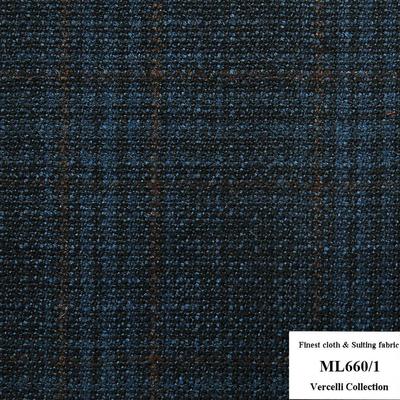 ML660/1 Vercelli CVM - Vải Suit 95% Wool - Xanh Dương Caro Đen
