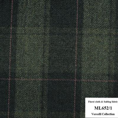 ML652/1 Vercelli CVM - Vải Suit 95% Wool - Xanh Lá Caro