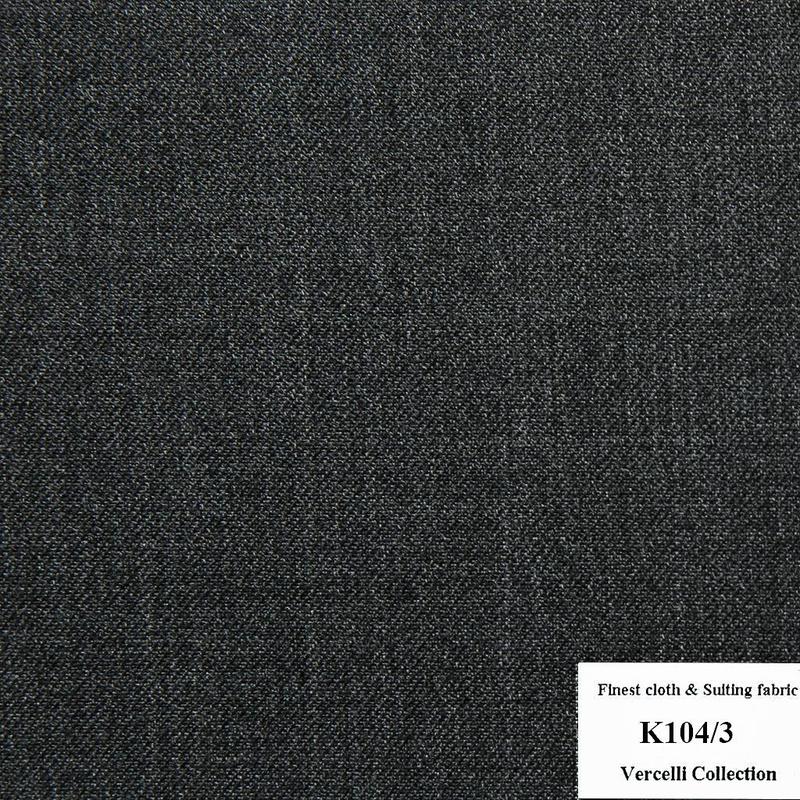 K104/3 Vercelli CVM - Vải Suit 95% Wool - Xám Trơn