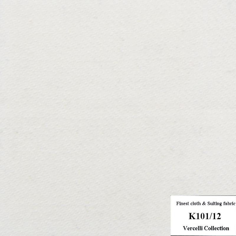 K101/12 Vercelli CVM - Vải Suit 95% Wool - Trắng Trơn