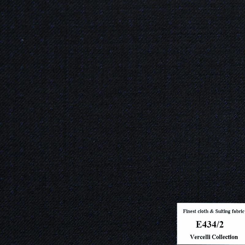 E434/2 Vercelli CVM - Vải Suit 95% Wool - Xanh Navy Trơn