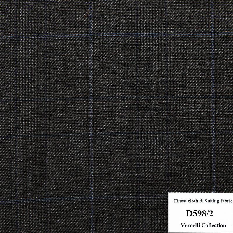 D598/2 Vercelli CVM - Vải Suit 95% Wool - Đen Caro