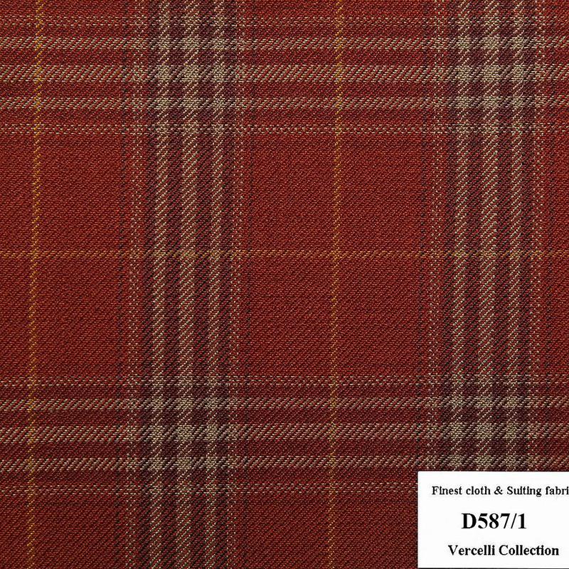 D587/1 Vercelli CVM - Vải Suit 95% Wool - Đỏ Caro