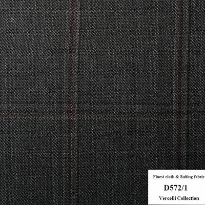 D572/1 Vercelli CVM - Vải Suit 95% Wool - Đen Caro Nâu