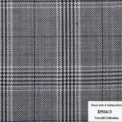 D566/3 Vercelli CVM - Vải Suit 95% Wool - Trắng Caro Đen