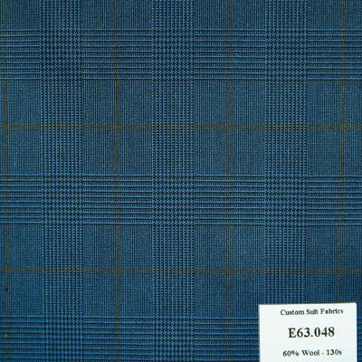 E63.048 Kevinlli V5 - Vải Suit 60% Wool - Xanh Dương Caro
