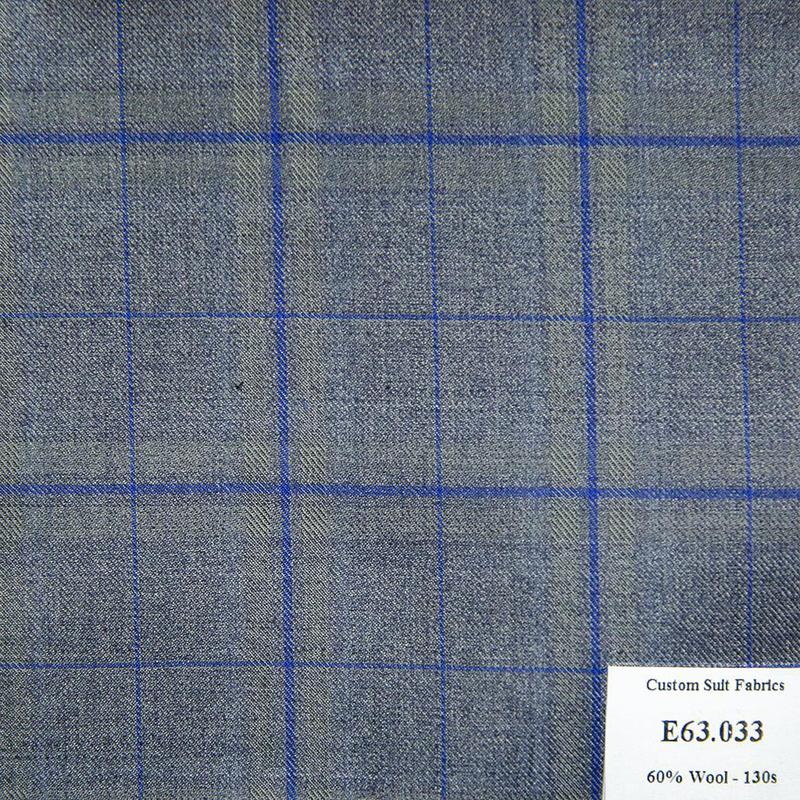 E63.033 Kevinlli V5 - Vải Suit 60% Wool - Xám Caro