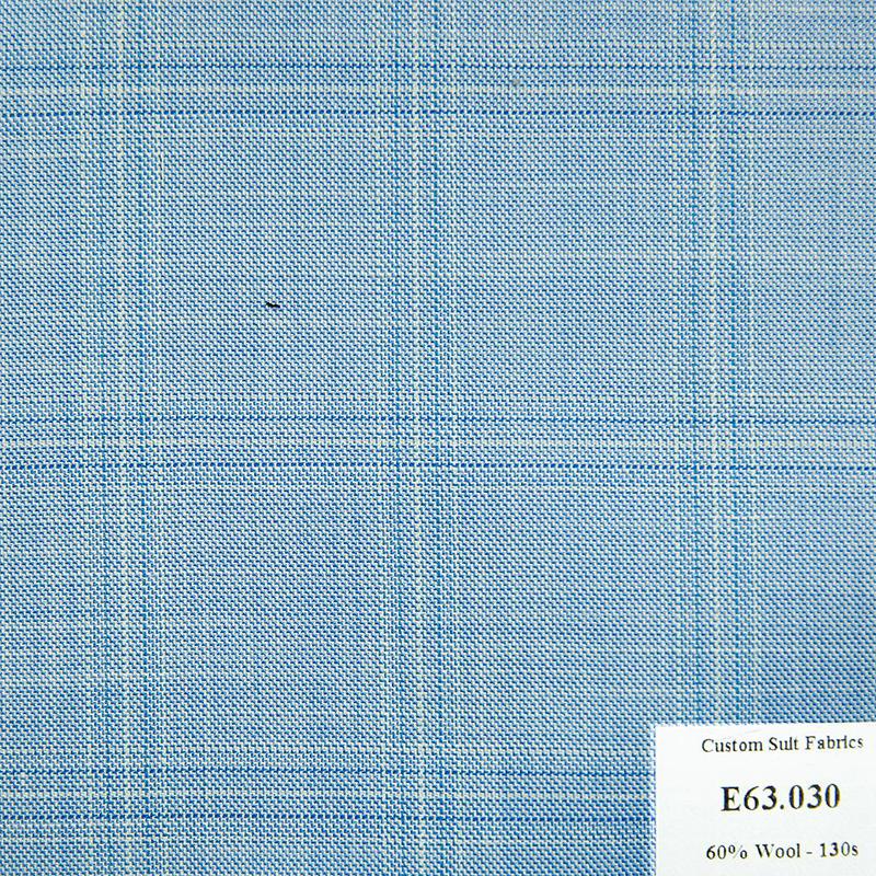 E63.030 Kevinlli V5 - Vải Suit 60% Wool - Xanh Dương Caro