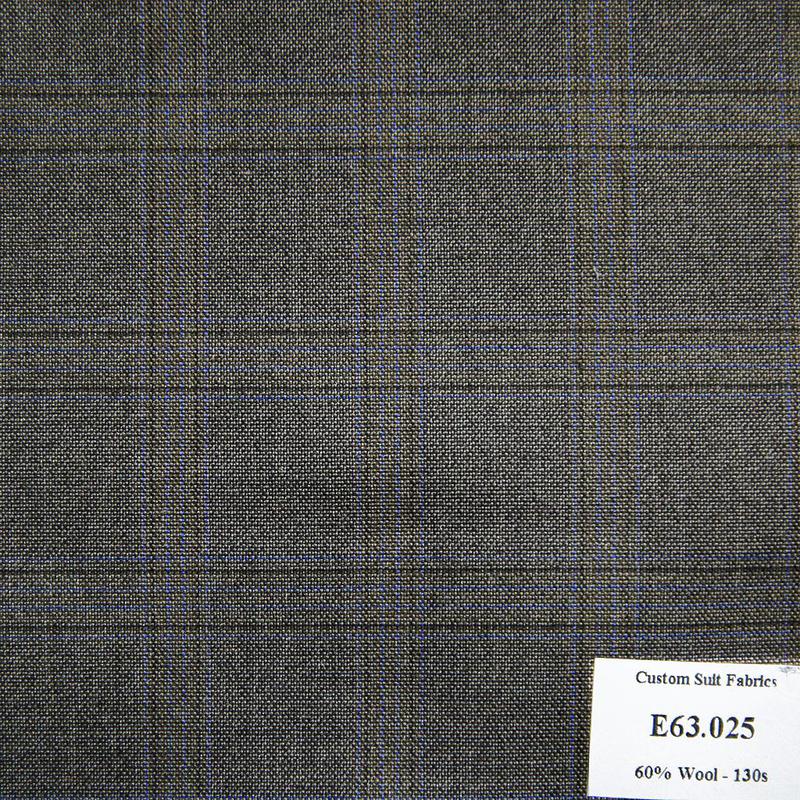 E63.025 Kevinlli V5 - Vải Suit 60% Wool - Xám Đen Caro
