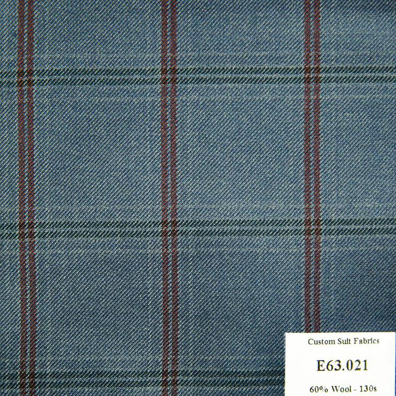 E63.021 Kevinlli V5 - Vải Suit 60% Wool - Xanh Dương Caro