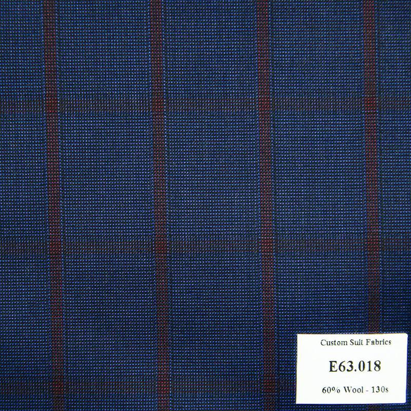 E63.018 Kevinlli V5 - Vải Suit 60% Wool - Xanh Navy Caro Đỏ