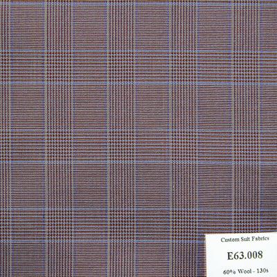 E63.008 Kevinlli V5 - Vải Suit 60% Wool - Nâu Đỏ Caro