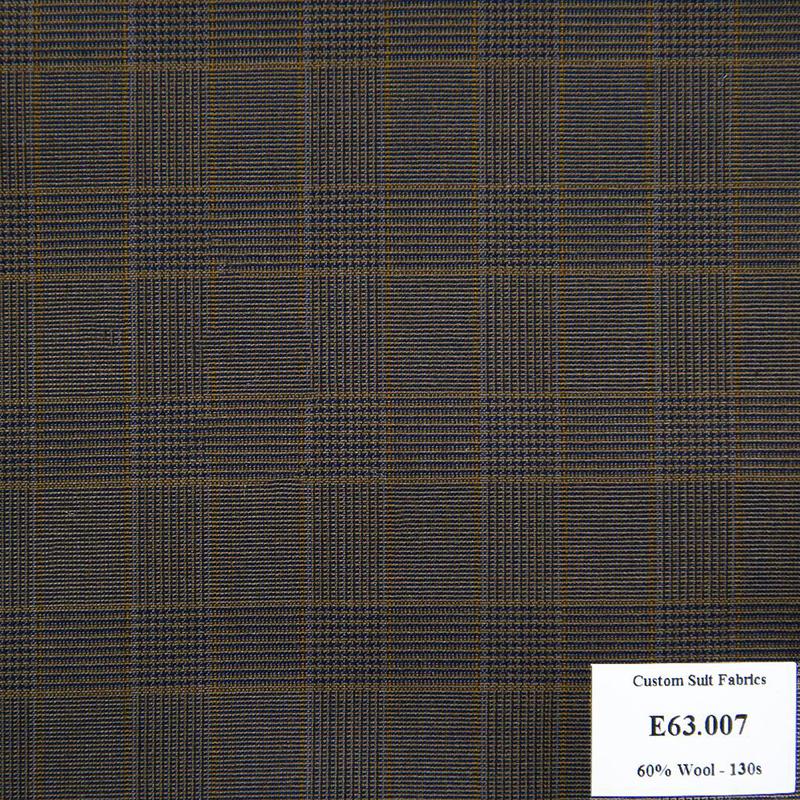 E63.007 Kevinlli V5 - Vải Suit 60% Wool - Đen Caro