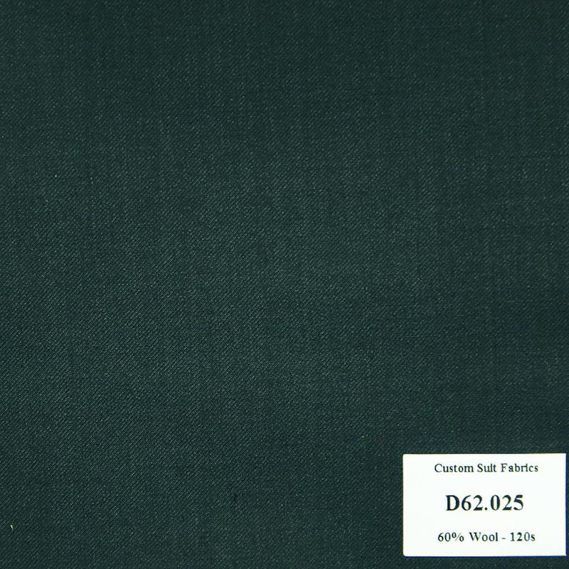  D62.025 Kevinlli V4 - Vải Suit 60% Wool - Xanh Lá Trơn