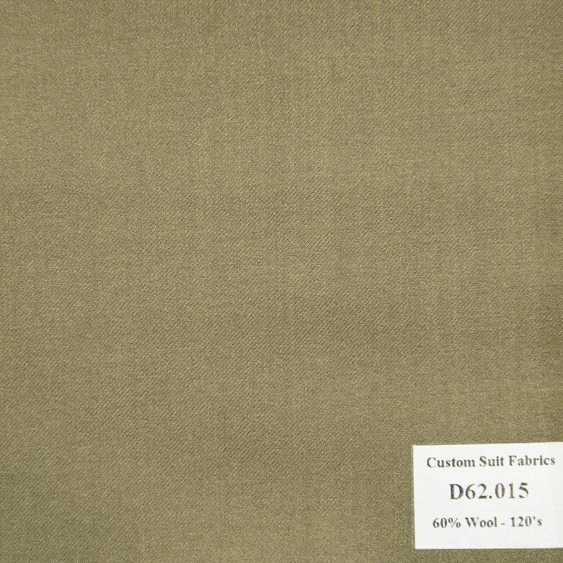  D62.015 Kevinlli V4 - Vải Suit 60% Wool - Xanh olive Trơn