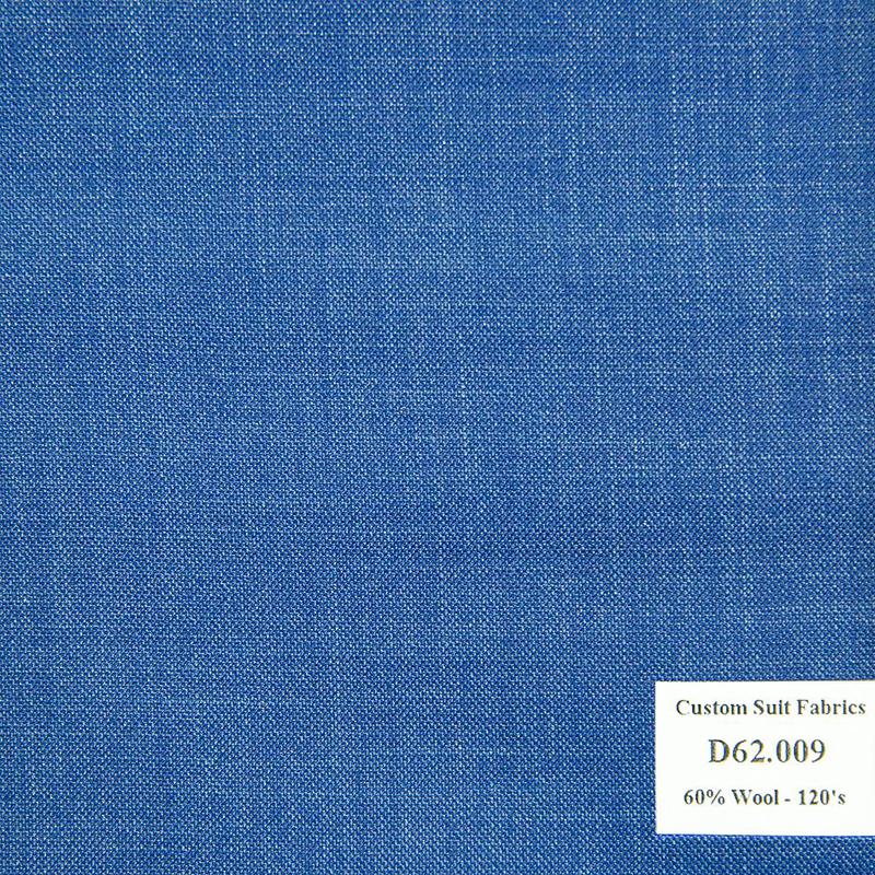  D62.009 Kevinlli V4 - Vải Suit 60% Wool - Xanh Dương Trơn