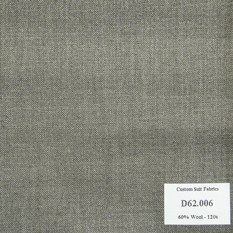 D62.006 Kevinlli V4 - Vải Suit 60% Wool - Xám Trơn