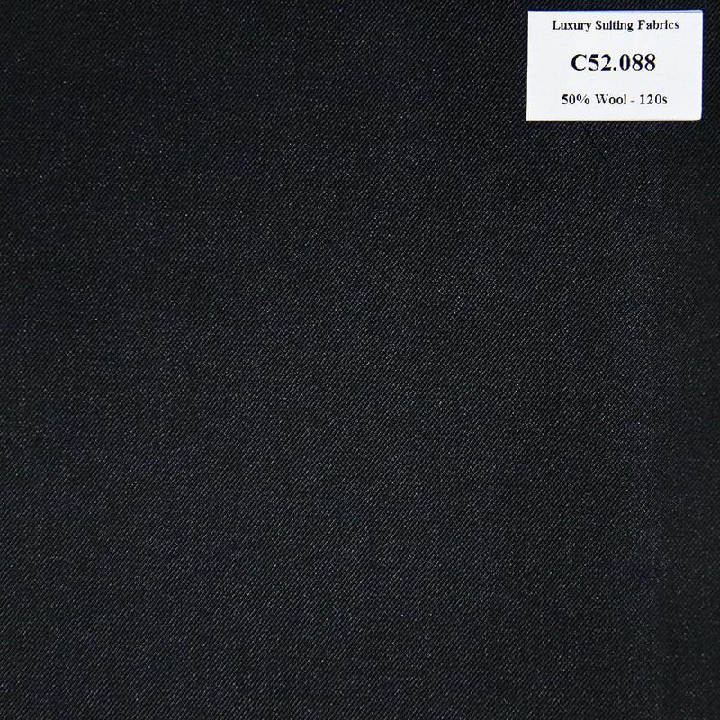 C52.088 Kevinlli V3 - Vải Suit 50% Wool - Đen Trơn