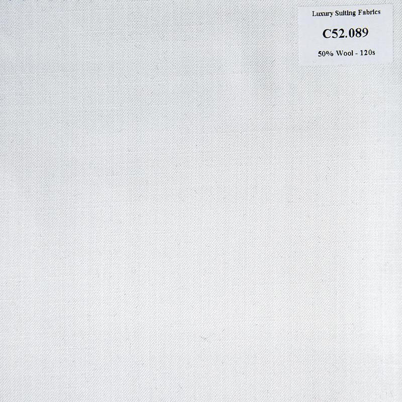 C52.089 Kevinlli V3 - Vải Suit 50% Wool - Trắng Trơn
