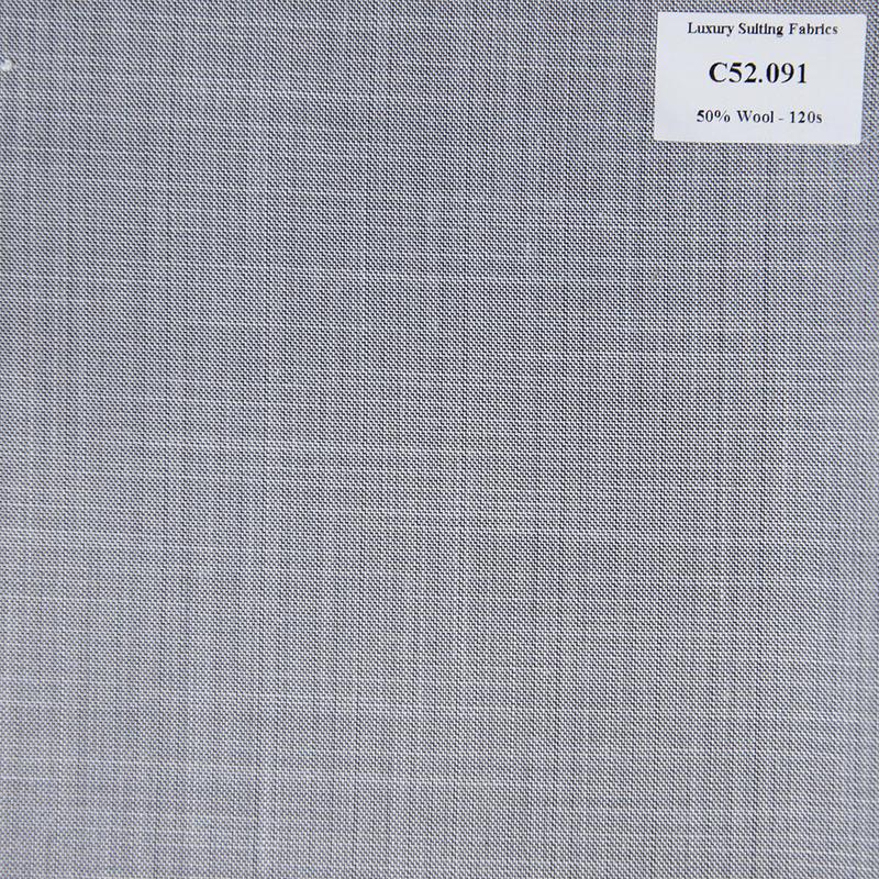 C52.091 Kevinlli V3 - Vải Suit 50% Wool - Xám Trơn