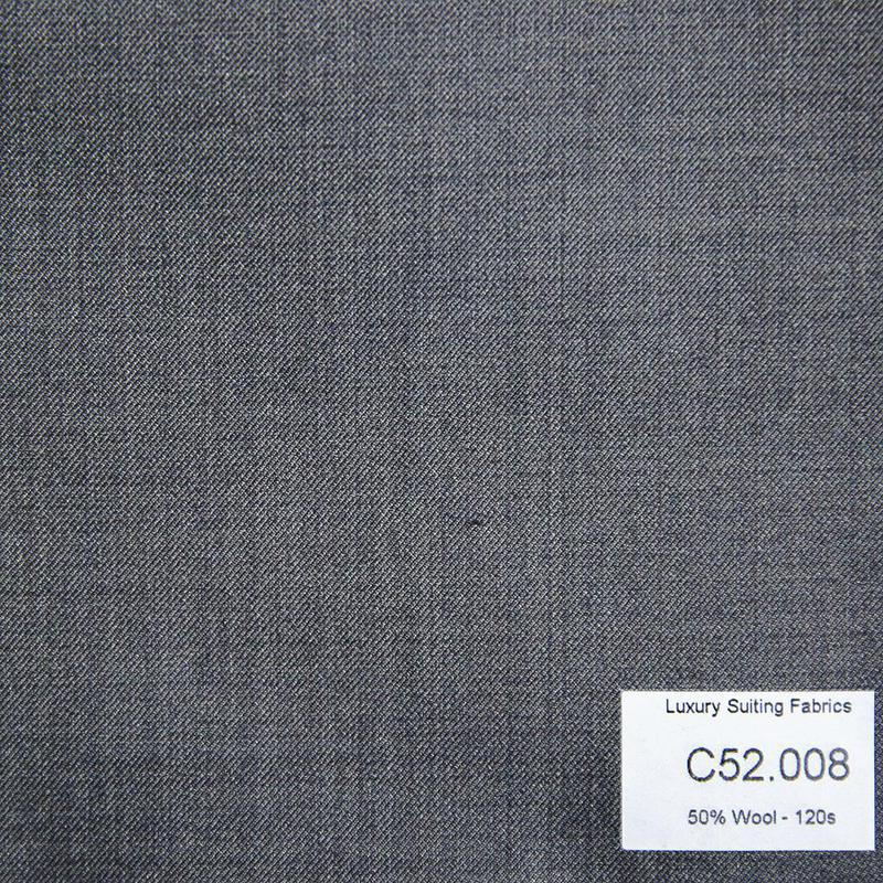 C52.008 Kevinlli V3 - Vải Suit 50% Wool - Xám Trơn