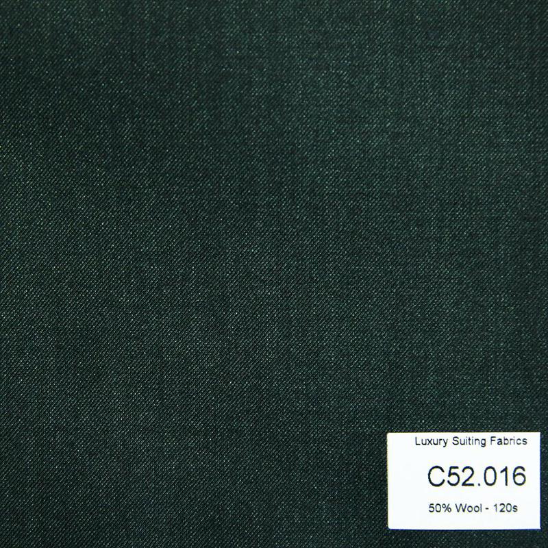 C52.016 Kevinlli V3 - Vải Suit 50% Wool - Xanh Lá Trơn