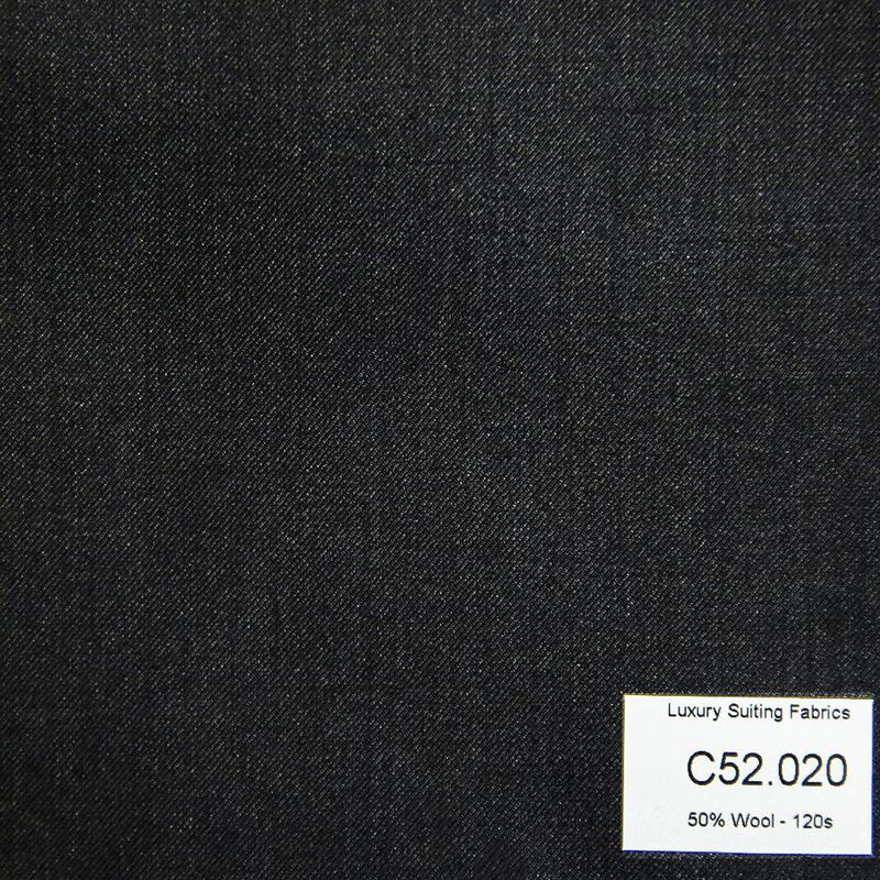 C52.020 Kevinlli V3 - Vải Suit 50% Wool - Đen Trơn