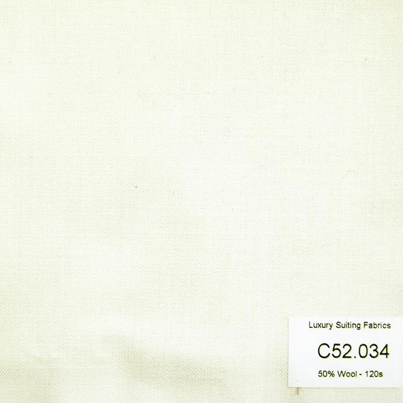 C52.034 Kevinlli V3 - Vải Suit 50% Wool - Trắng Trơn