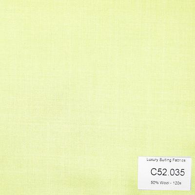 C52.035 Kevinlli V3 - Vải Suit 50% Wool - Xanh Lá Chuối Trơn