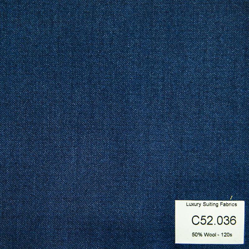 C52.036 Kevinlli V3 - Vải Suit 50% Wool - Xanh Dương Trơn