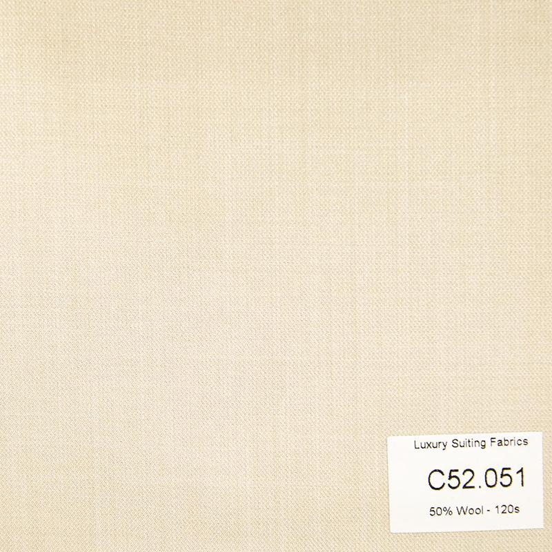 C52.051 Kevinlli V3 - Vải Suit 50% Wool - Nâu Kem Trơn