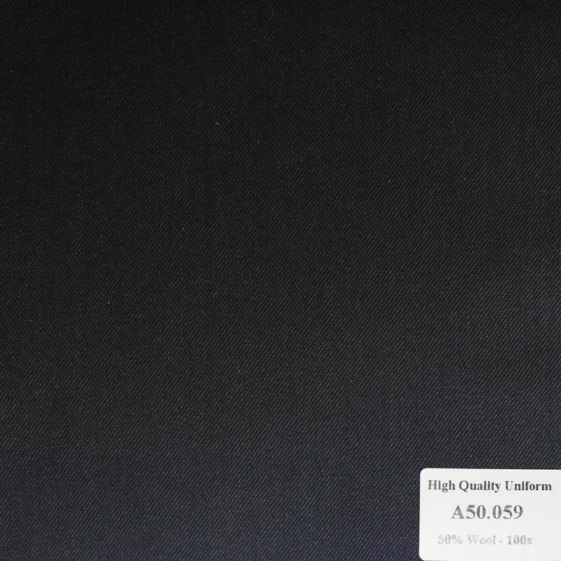 A50.059 Kevinlli V1 - Vải Suit 50% Wool - Xanh Đen Trơn