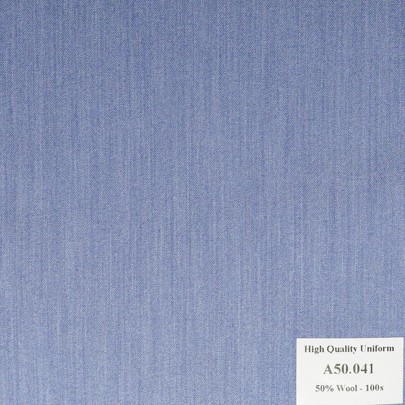 A50.041 Kevinlli V1 - Vải Suit 50% Wool - Xanh Dương Trơn