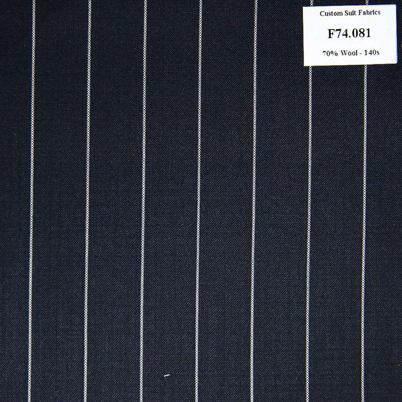 F74.081 Kevinlli V6 - Vải Suit 70% Wool - Xanh Dương Sọc