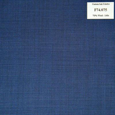 F74.075 Kevinlli V6 - Vải Suit 70% Wool - Xanh Dương Trơn