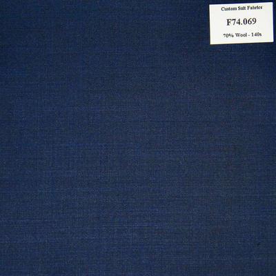 F74.069 Kevinlli V6 - Vải Suit 70% Wool - Xanh Dương Trơn
