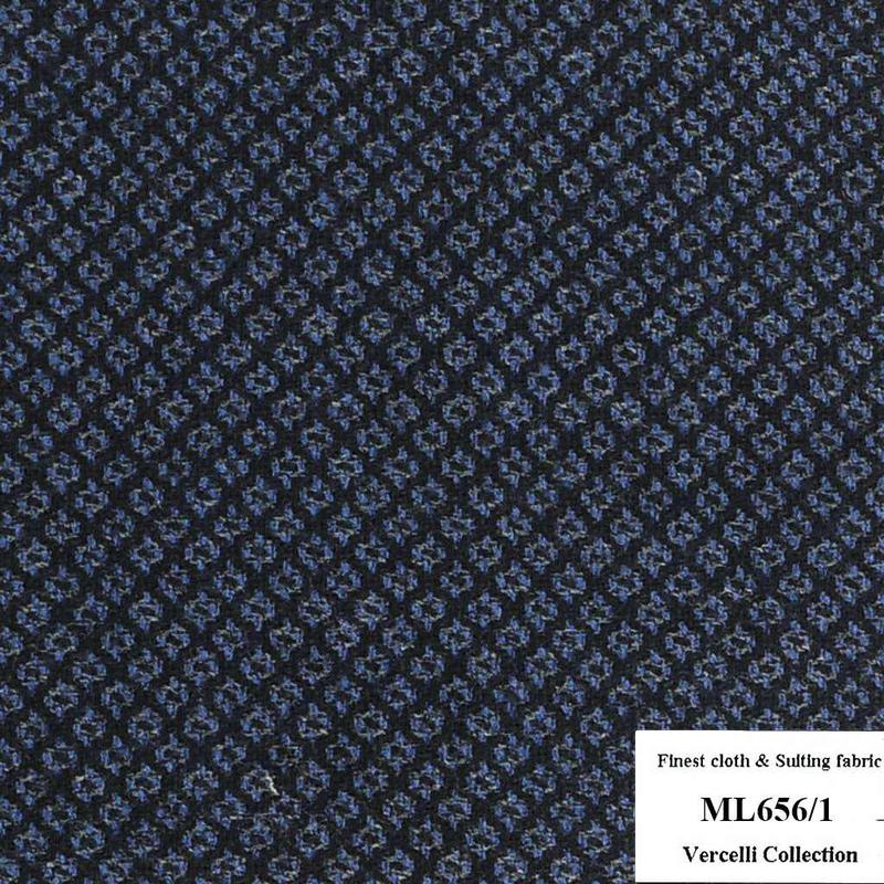 ML656/1 Vercelli CXM - Vải Suit 95% Wool - Xanh Dương Hoa Văn