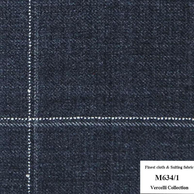 M634/1 Vercelli CXM - Vải Suit 95% Wool - Xanh Dương Caro