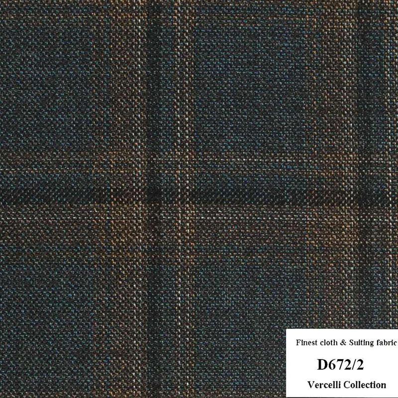 D672/2 Vercelli CXM - Vải Suit 95% Wool - Xanh Dương Caro