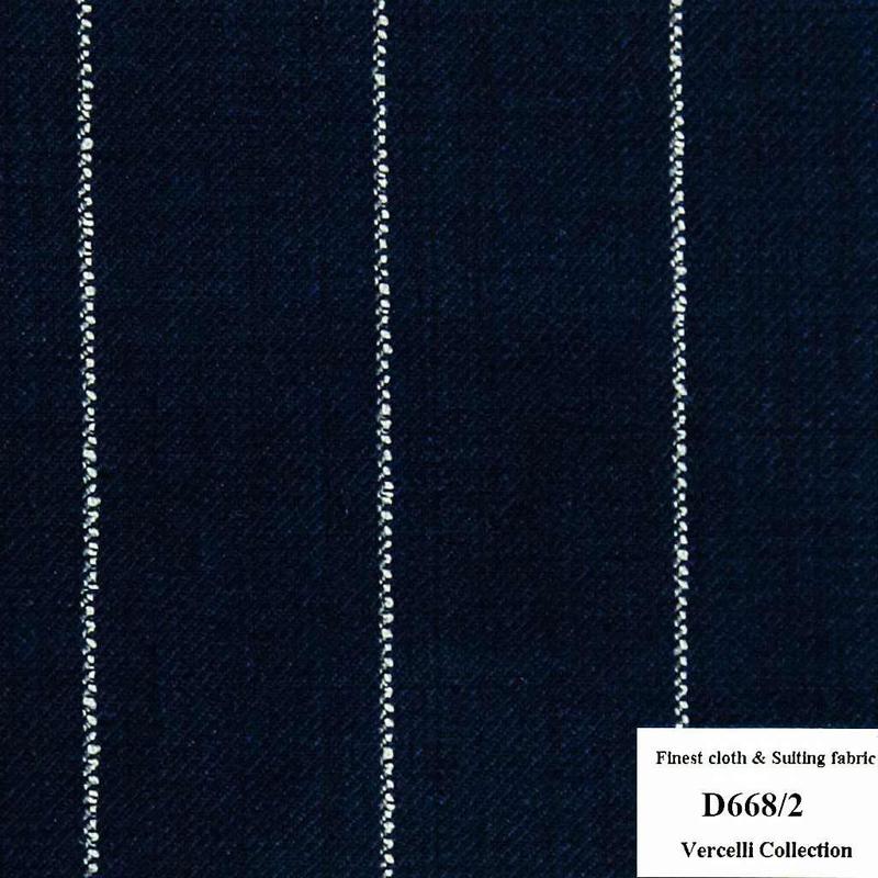 D668/2 Vercelli CXM - Vải Suit 95% Wool - Xanh Dương Sọc