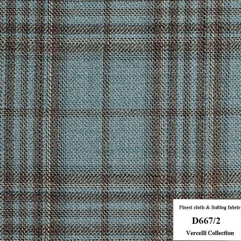 D667/2 Vercelli CXM - Vải Suit 95% Wool - Xanh Dương Caro