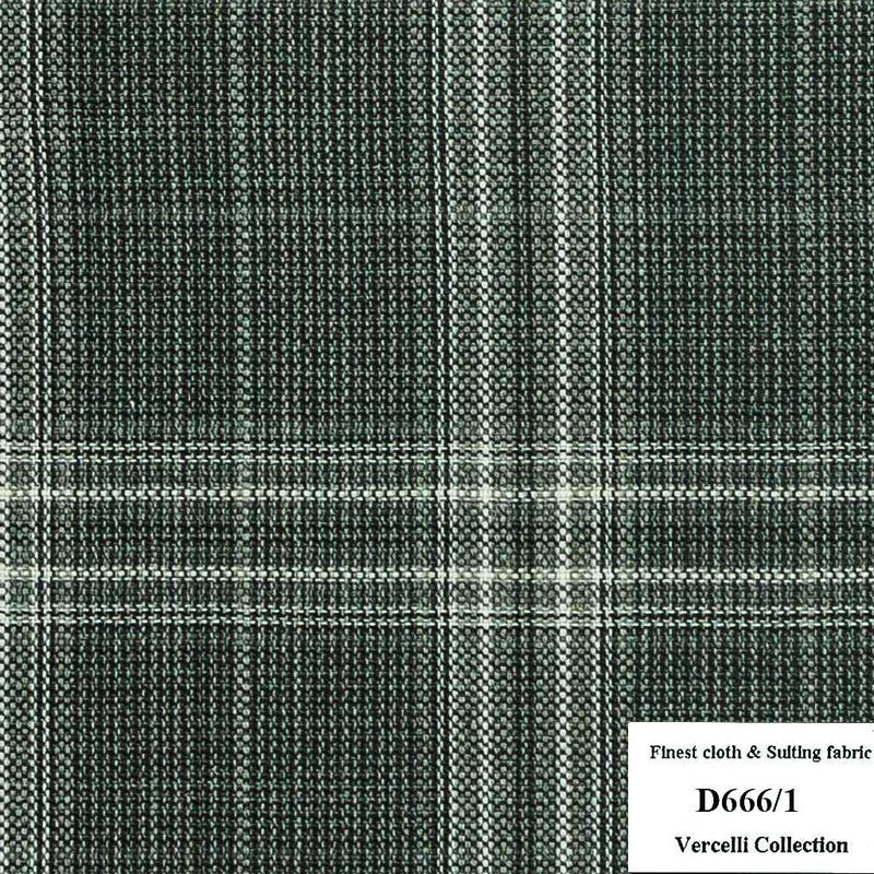 D666/1 Vercelli CXM - Vải Suit 95% Wool - Xanh Lá Caro