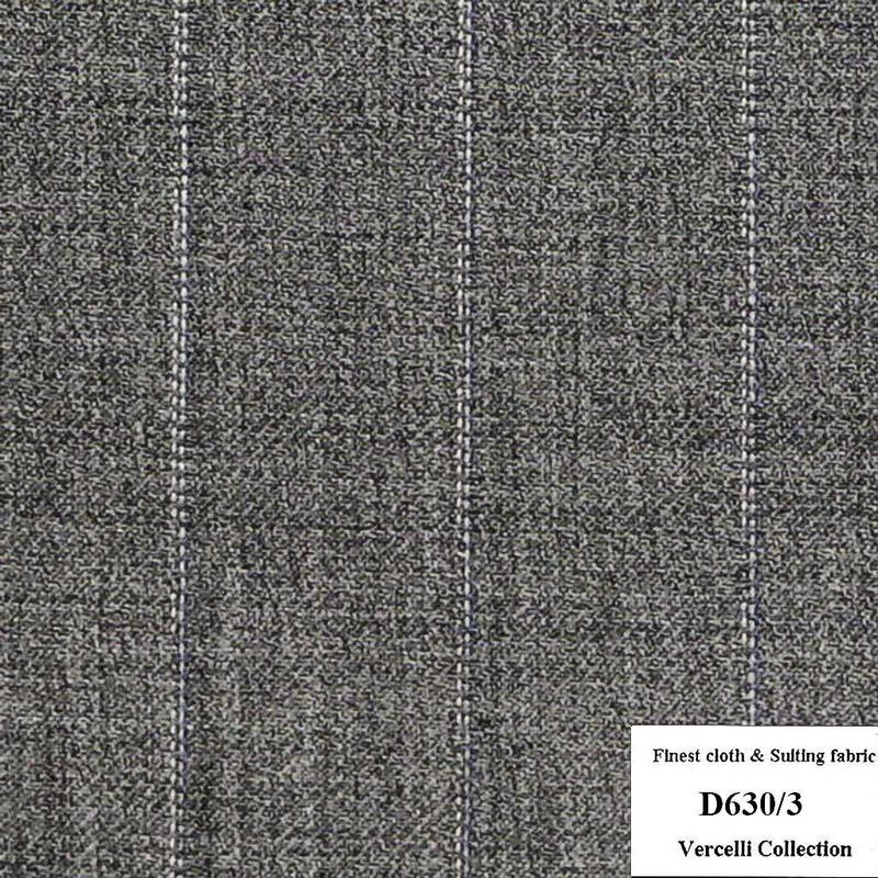 D630/3 Vercelli CXM - Vải Suit 95% Wool - Xám Sọc