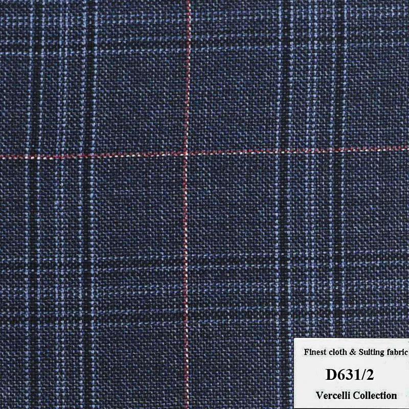 D631/2 Vercelli CXM - Vải Suit 95% Wool - Xanh Dương Sọc