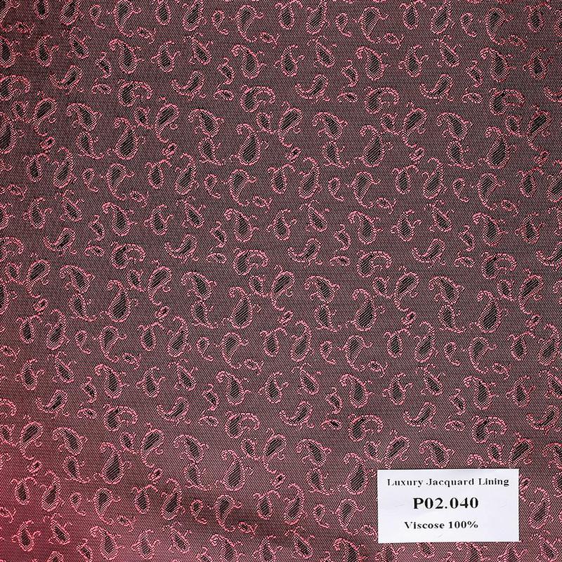 P02.040 Luxury Jacquard Lining - Đỏ Hoa Văn