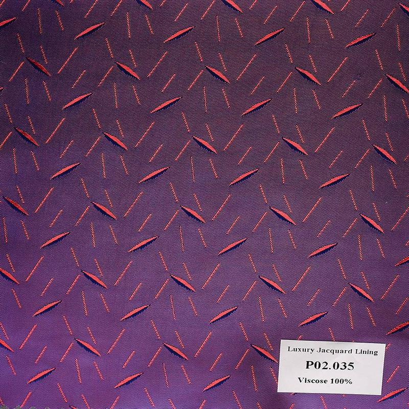 P02.035 Luxury Jacquard Lining - Tím Hoa Văn Đỏ