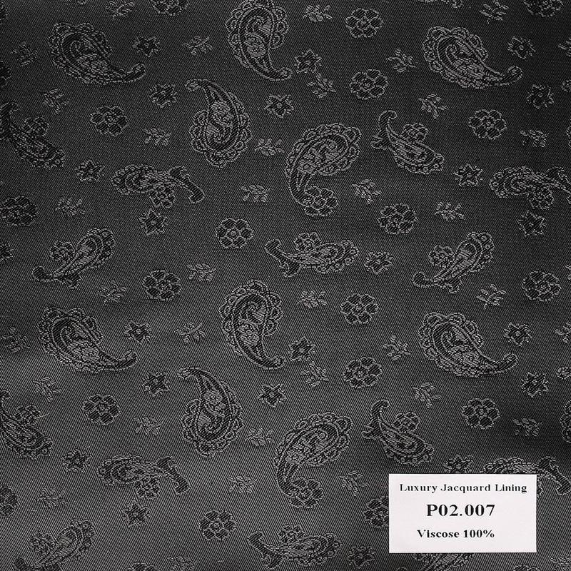 P02.007 Luxury Jacquard Lining - Đen Hoa Văn Xám